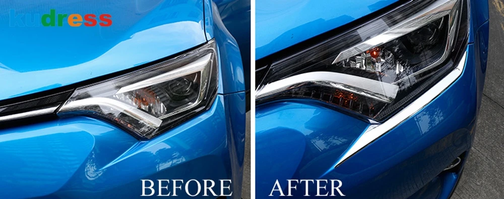 Накладка на переднюю фару для Toyota RAV4 RAV 4 2016 2017 ABS|abs chrome|trim covercar chrome strips |