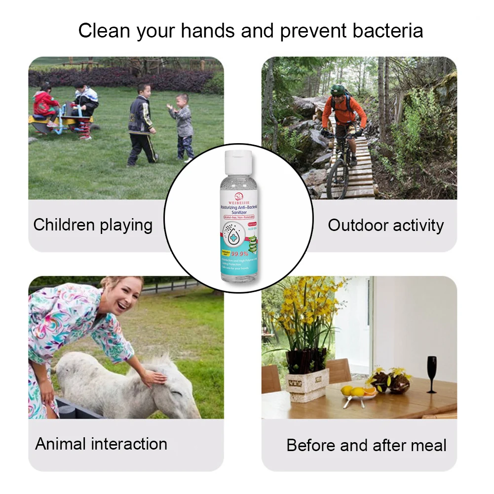 

1pc 60ml Travel Portable Hand Sanitizer CE/FDA Gel remove Bacteria Liquid Disposable No Clean Waterless Antibacterial Hand Gel