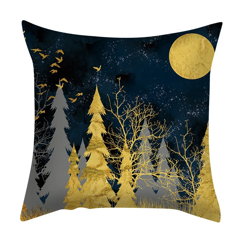 

Cartoon Landscape Printing Single-sided Pillowcase Bedroom Pillowcase Decoration Home Living Room Sofa Peach Skin Cushion Cover