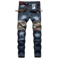 2021 jeans male personality worn out camouflage splicing tide pants european and american mens jeans men clothing %d0%b4%d0%b6%d0%b8%d0%bd%d1%81%d1%8b