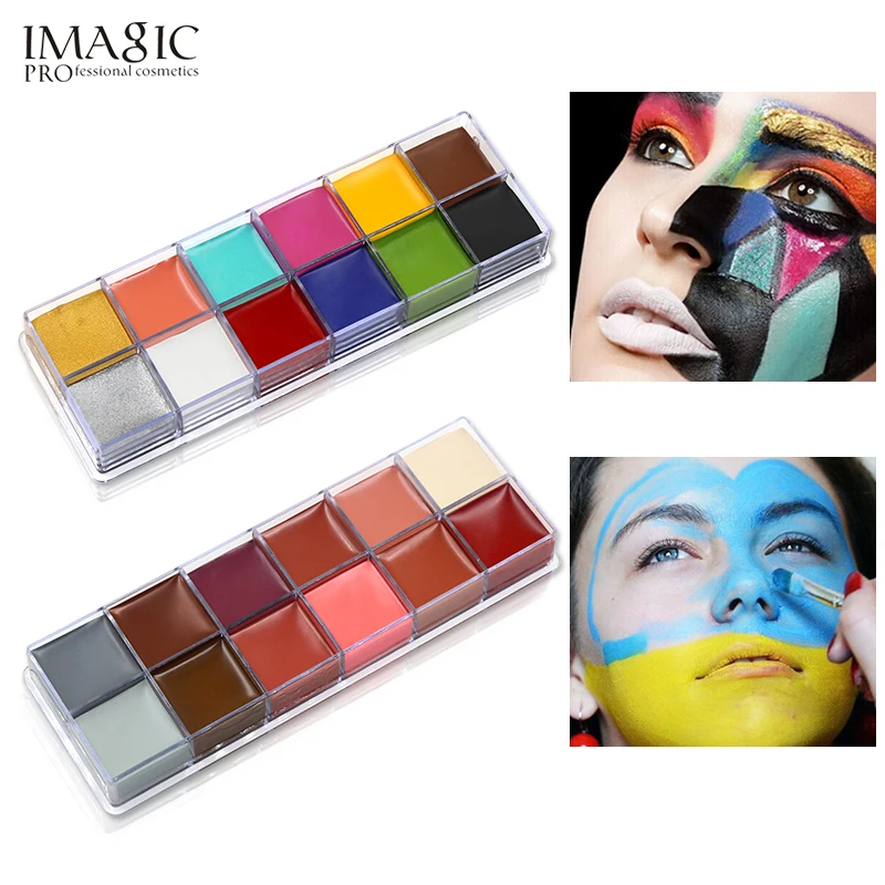 

IMAGIC 12 Colors Flash Tattoo Face & Body Oil Painting Art Use World Cup Party Comedy Show Beauty Makeup Tool Official Product
