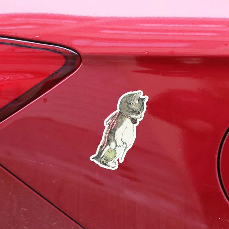 EBdecal Милая кошачья ловля мышь для Авто/бампера/окна/настенные наклейки DIY Декор