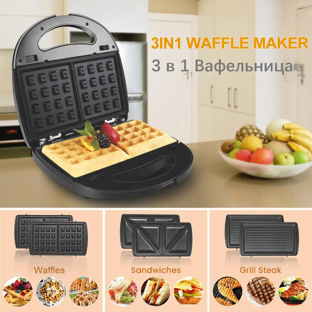3in1 электрическая вафельница, сэндвич-машина, печь для приготовления яиц, тортов, кухонного завтрака, вафельница, пончики, Мультипекарь, сонифер