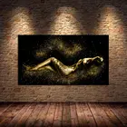 Черно-Золотая абстрактная привлекательная Женская фигурка на холсте картина плакат и принты Настенная картина для гостиной Декор без рамки