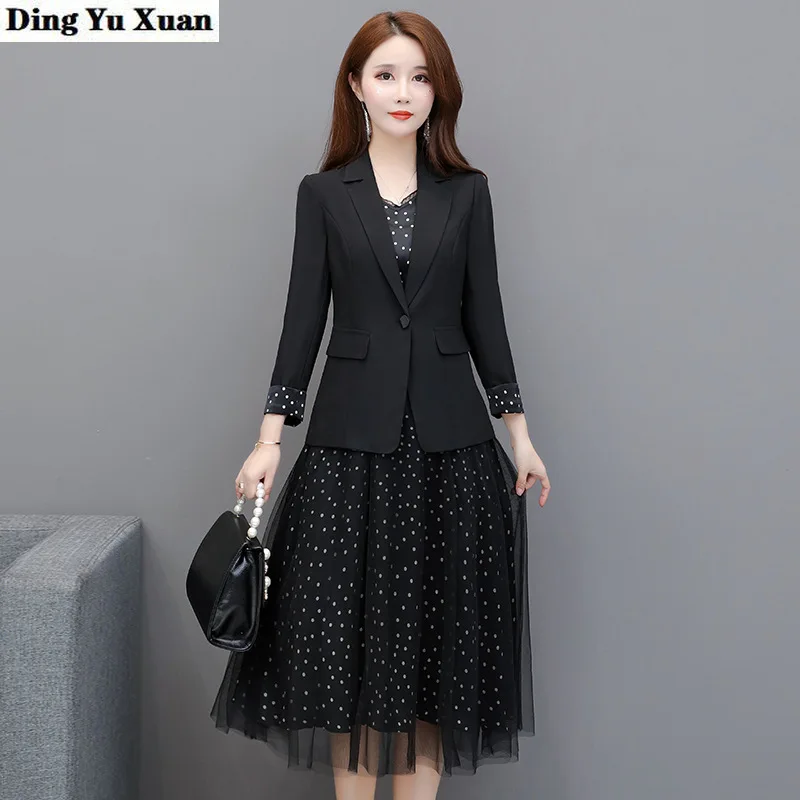 Женский офисный деловой костюм до середины икры черный комплект из 2 предметов