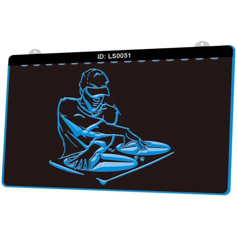 LS0051 Dj Jockey Дискотека музыка новая 3D гравировка светодиодная световая вывеска