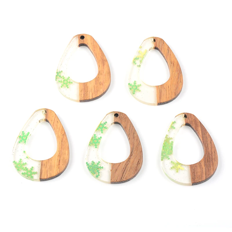 

10PC Hollow water Earrings Accessories Natural Wood & Resin Splicing Hand Made DIY Making Charms Jewelry Findings & Components