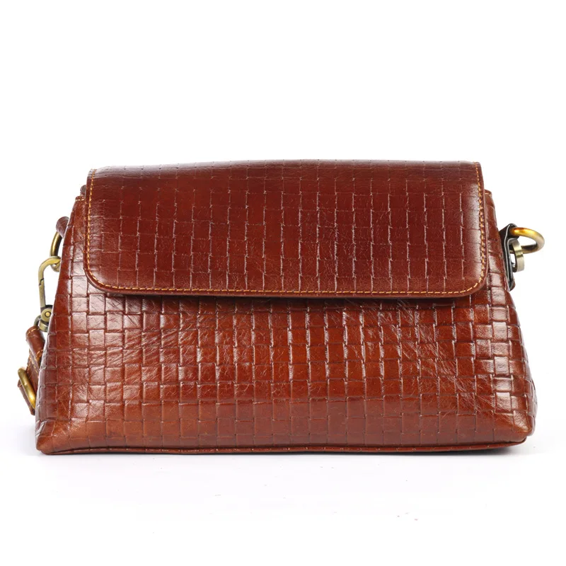 Fine Leather Case Grain Embossing Oil Wax Fashion Leisure Women's Bags New High Quality Large Capacity Cowhide Shoulder Bags