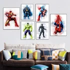 Картина на холсте с изображением супергероев, Мстителей, Человек-паук, железный человек, Халк, плакат, принты для гостиной, дома