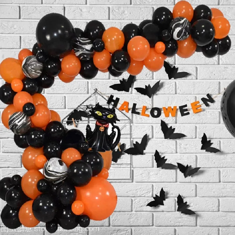 

100Pcs/set Halloween Decorations Balloons Garland Kit Black Orange Latex Globos Balloon Arch for Halloween Party Decor Supplies