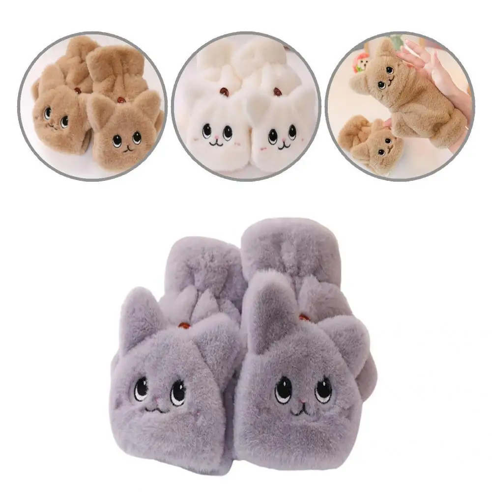 

Women Gloves Washable Great Fingerless Thermal Cat Shape Women Mittens