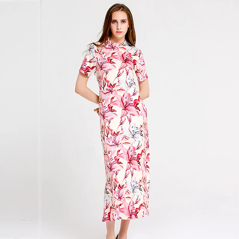 

DMLFZMY 2020 Women dress elegant party One-shoulder trendy sexy thin pattern ladies dress