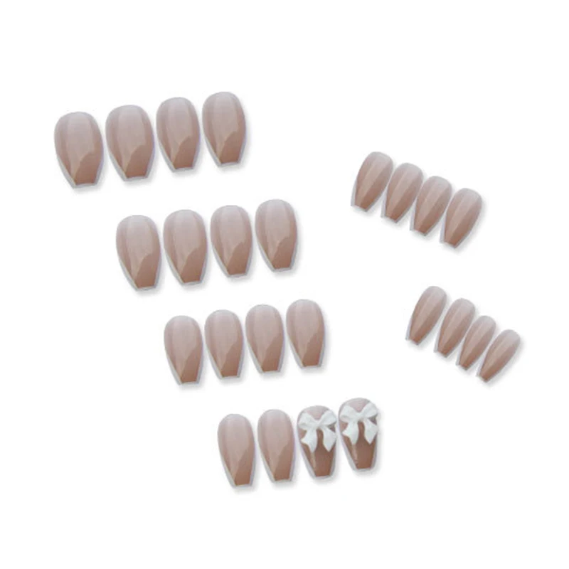 

24pcs Press On Nails Designs White Butterfly Wear Long Paragraph Fashion Manicure Patch False Nails With Glue TO