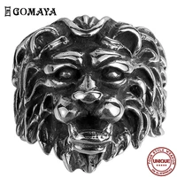 gomaya 316l stainless steel rings punk neo gothic vintage unisex domineering lion head ring party fashion jewelry new arrival