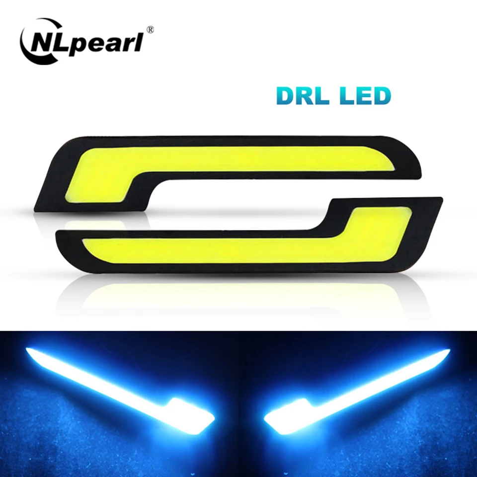 Nlpearl 2x12 в 18 см Авто COB светодиодный DRL ходовой светильник s лед синий белый внешний