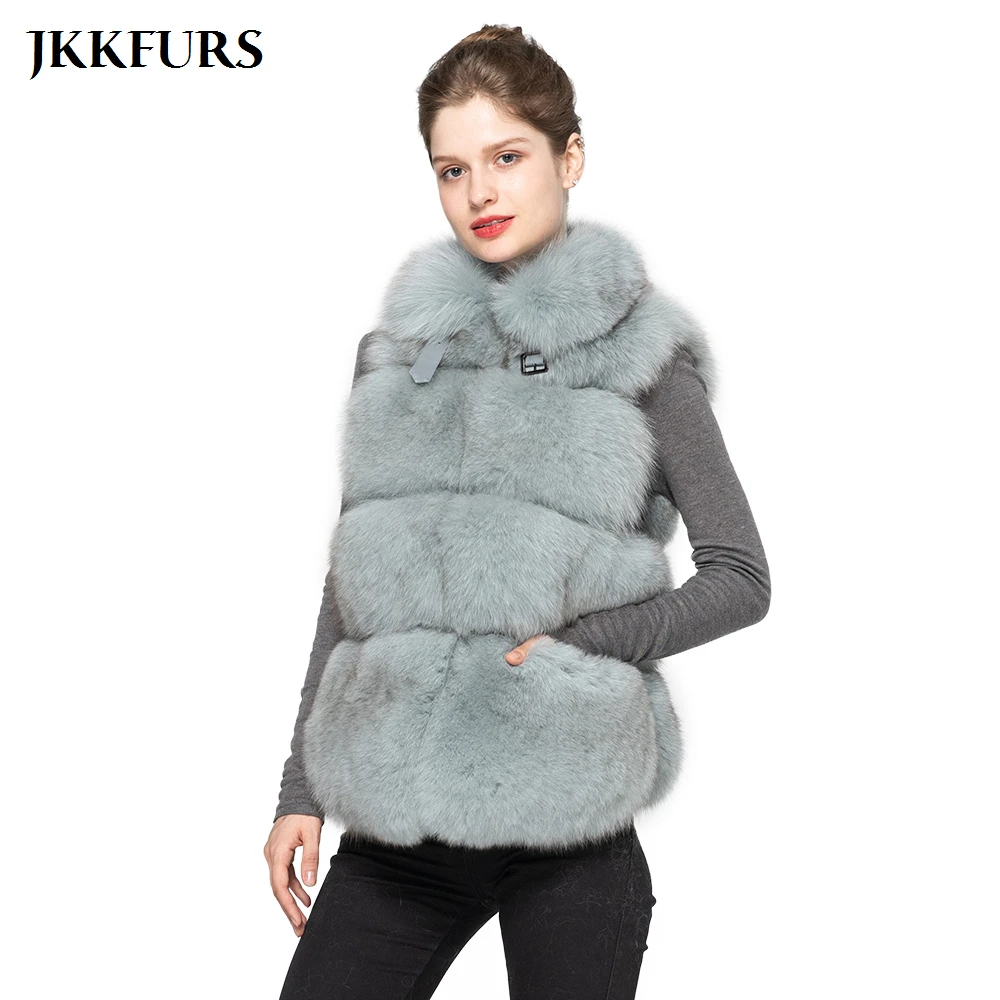 Новинка 2021 жилет из натурального Лисьего меха с ремнем женский толстый теплый