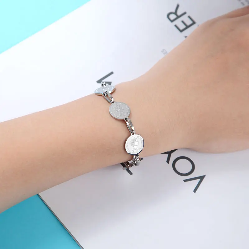 Женский классический браслет с портретом из нержавеющей стали 5 кругами