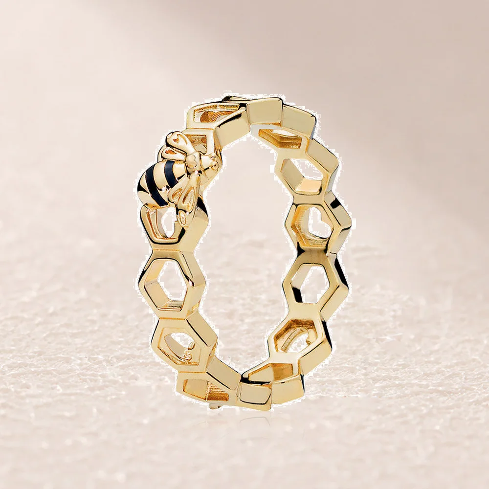 

167116EN16 Limited Edition Honeybee Ring, Shin & Black Enamel