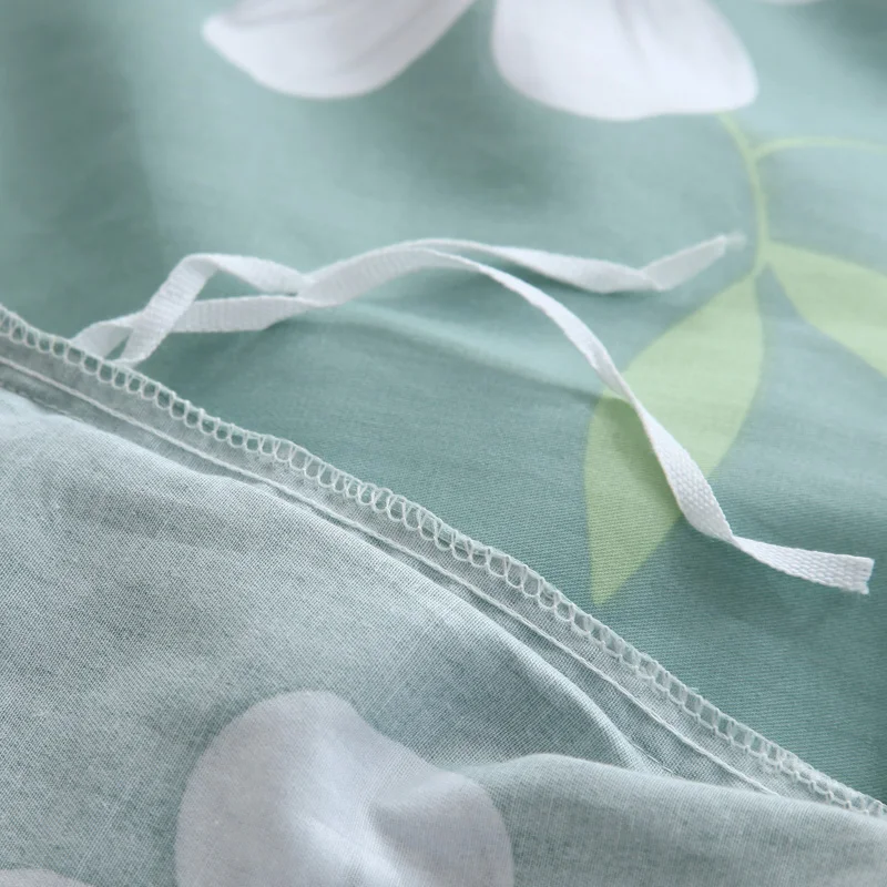 

White Flowers Duvet Cover Princess Green Luxury Quilt Cover Single Double King Ru Europe Family Size 100% Cotton Blanket Cover