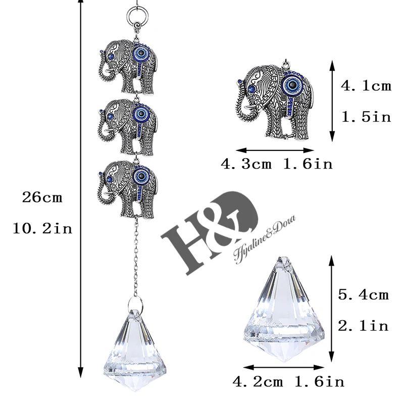 H& D DIY счастливый Хамса турецкий синий сглаза Кристалл Шарм Suncatcher кулон ветер колокольчик амулет дома стены сада висячие украшения