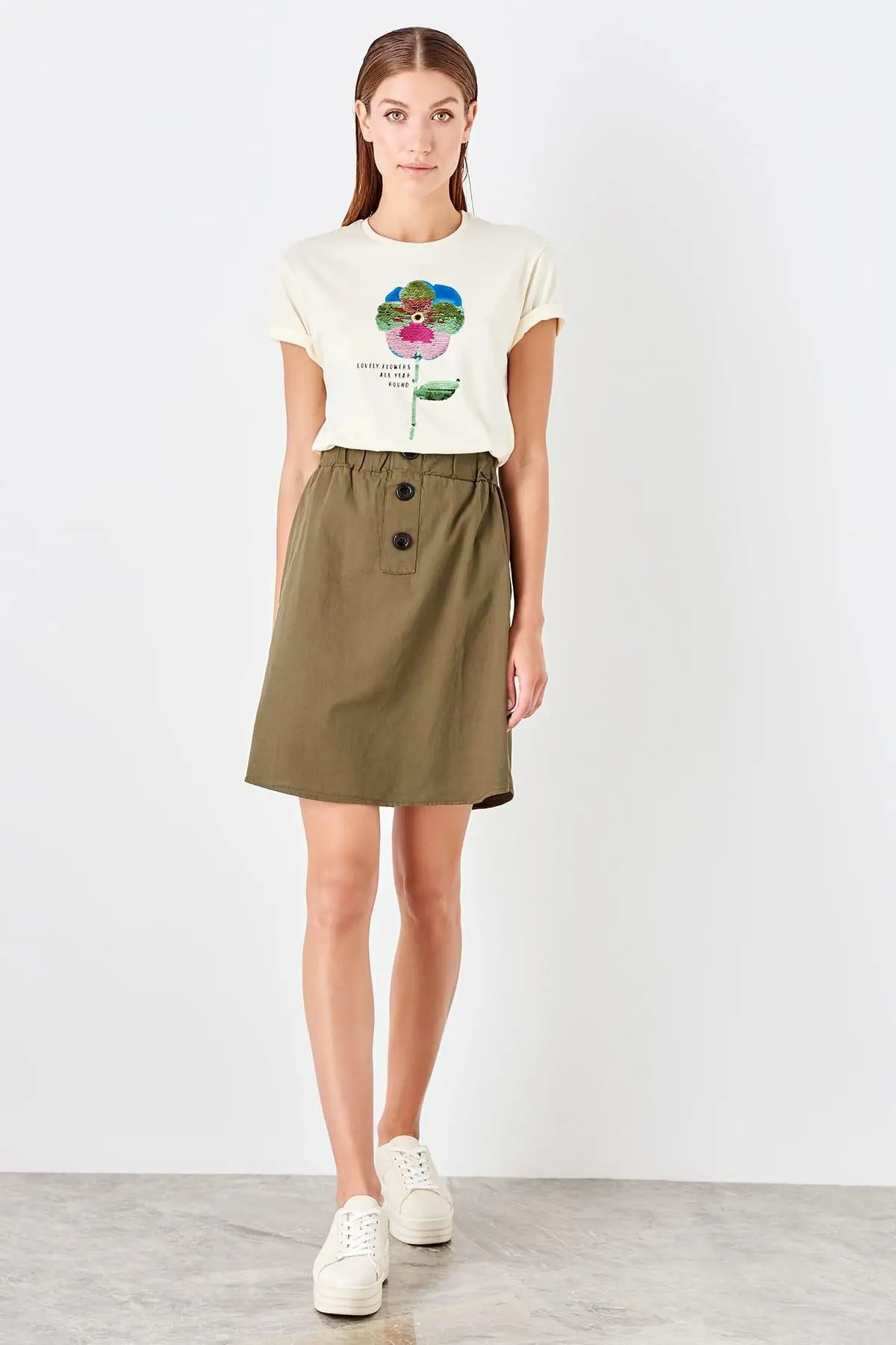 Trendyol Haki юбка с деталями TWOSS19ET0129