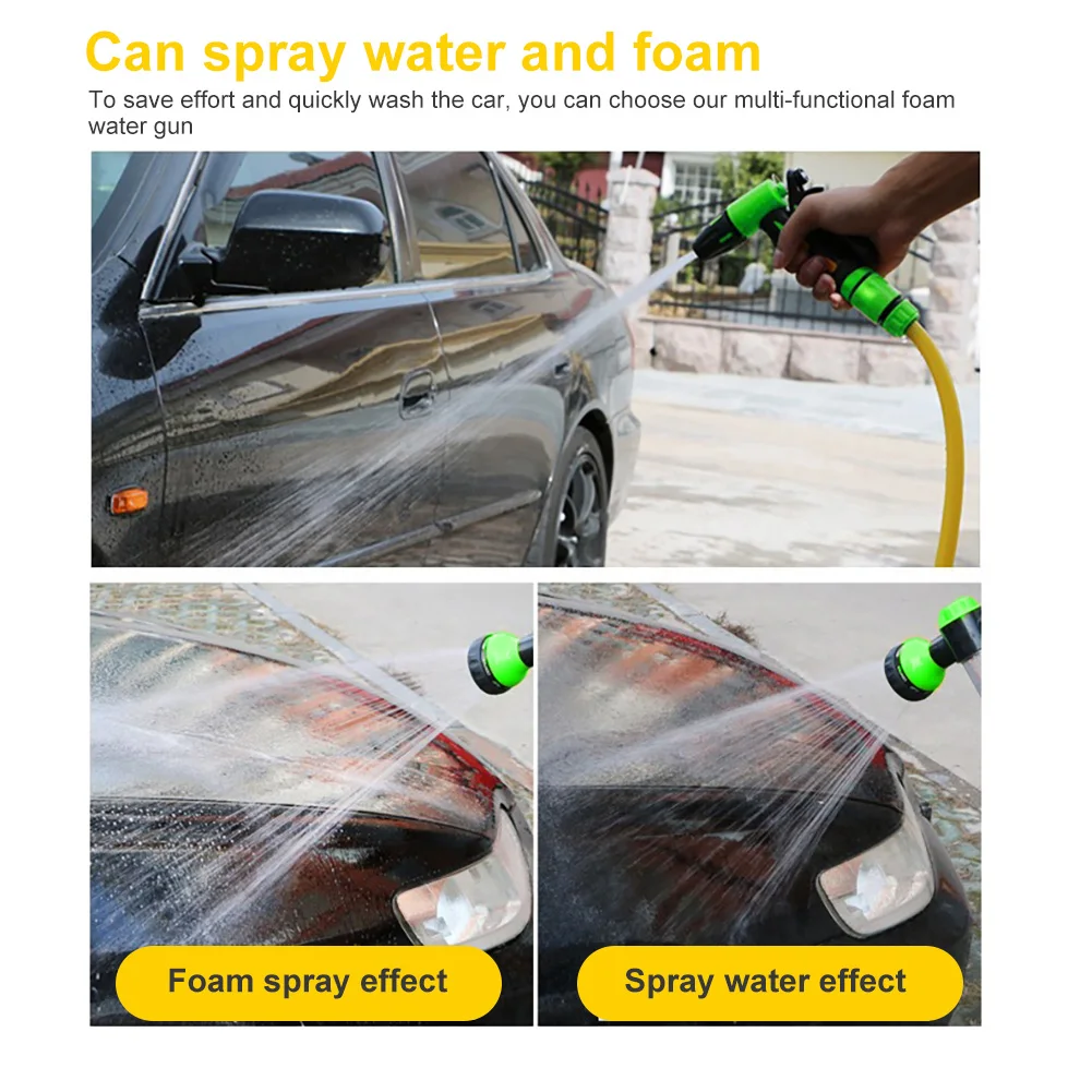 

Water Spray Gun High Pressure Car Wash Foam Sprayer w/o Hose with Container 8 Patterns Adjustable Flow Garden Hose Nozzle Tools