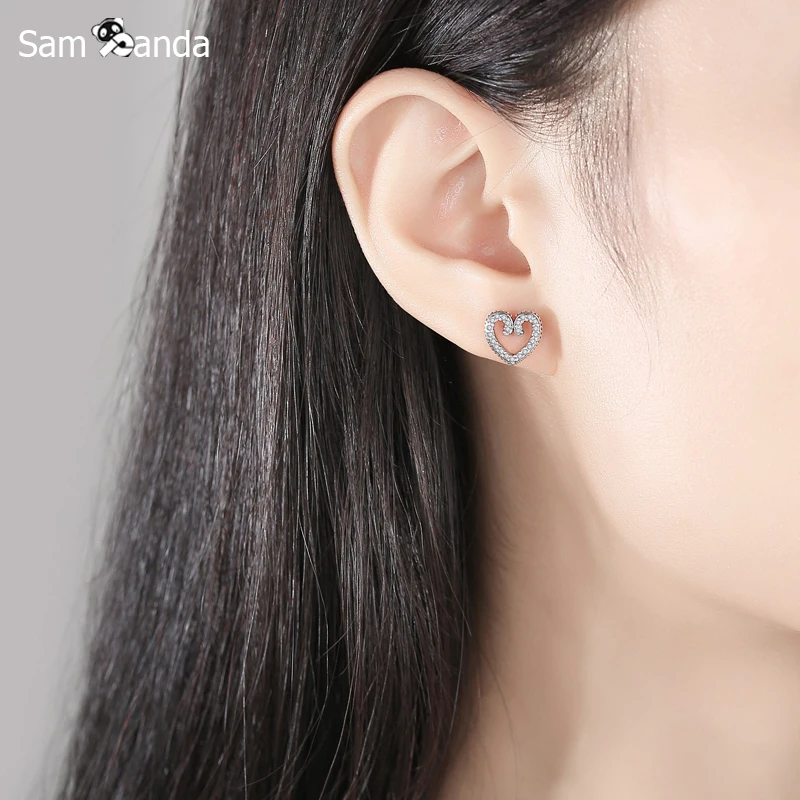 Женские серьги гвоздики из серебра 100% пробы с кристаллами|Серьги-гвоздики| |