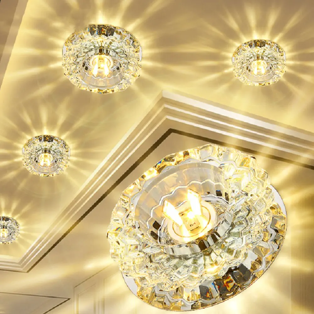 

220V Flush Mount Small LED Ceiling Light for Art Gallery Decoration Front Balcony Porch Crystal Light Corridors Light Fixture