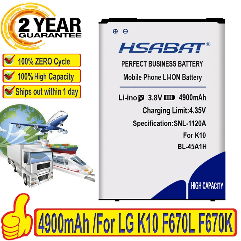 HSABAT BL 45A1H BL45A1H 4900mAh Аккумулятор для LG K10 2016 F670L F670K F670S F670 K420N LTE Q10 K420|3300mah battery|battery