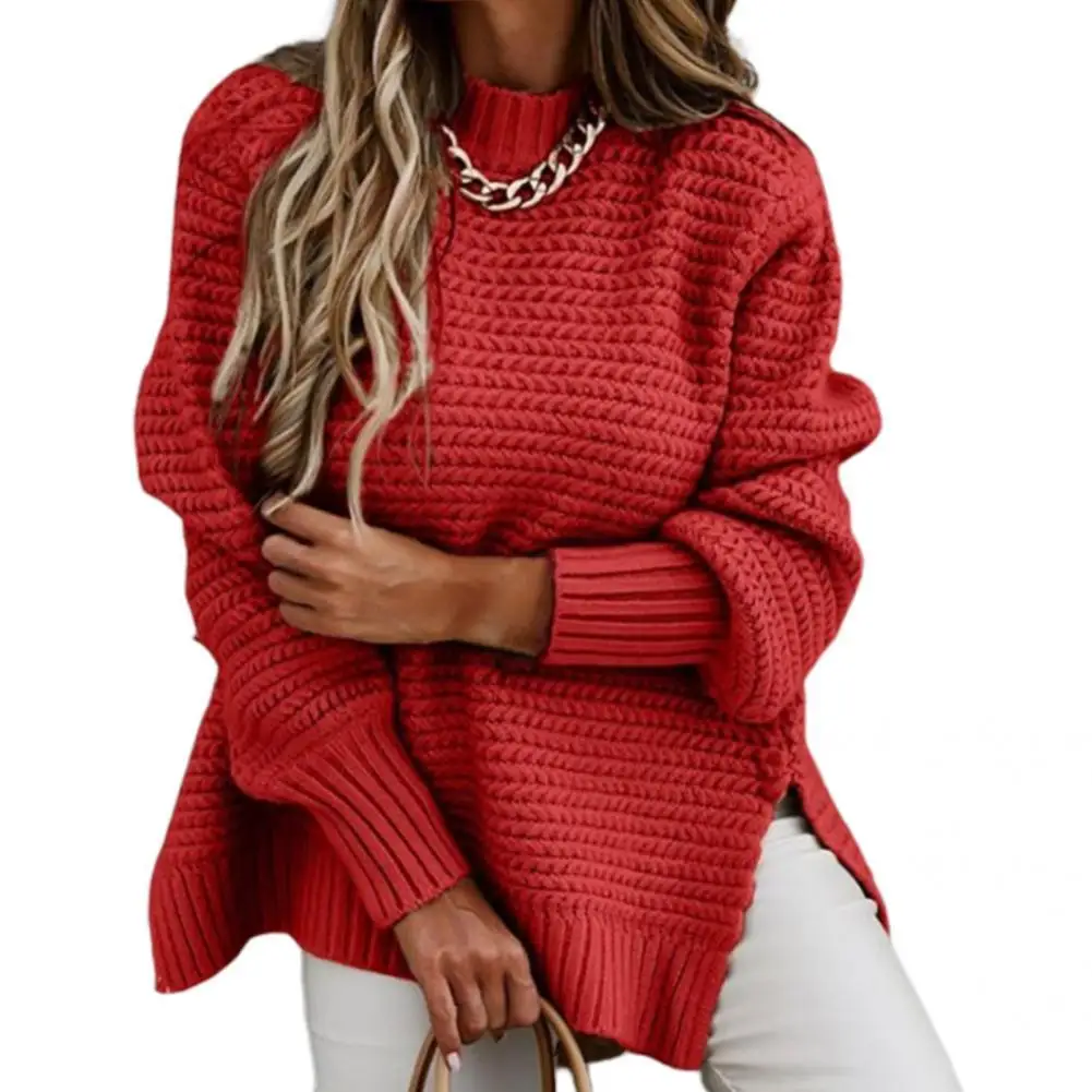 

Stylish Pure Color Thick Pullover Jumpers Sweater Knitwear Half High Collar