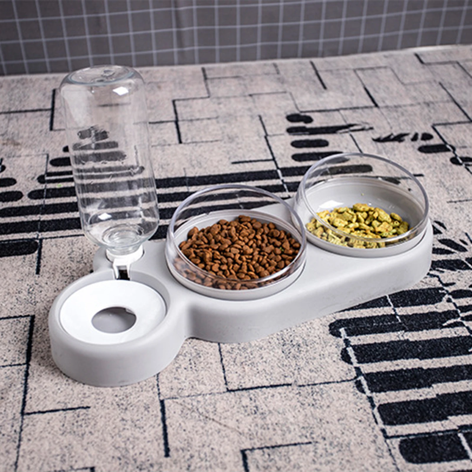 

Pet Dog Cat Food Bowl Automatic Cat Bowl Water Dispenser Water Storage Food Container with Waterer Pet Waterer Feeder