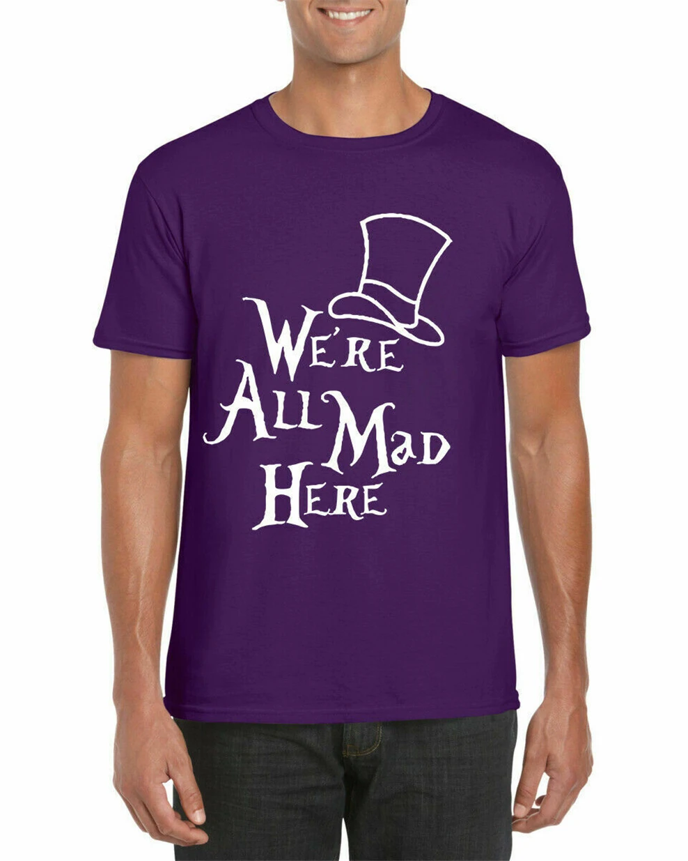Футболка с надписью We Are Mad Here Праздничная футболка для взрослых Hatter Alice In Wonderland| |