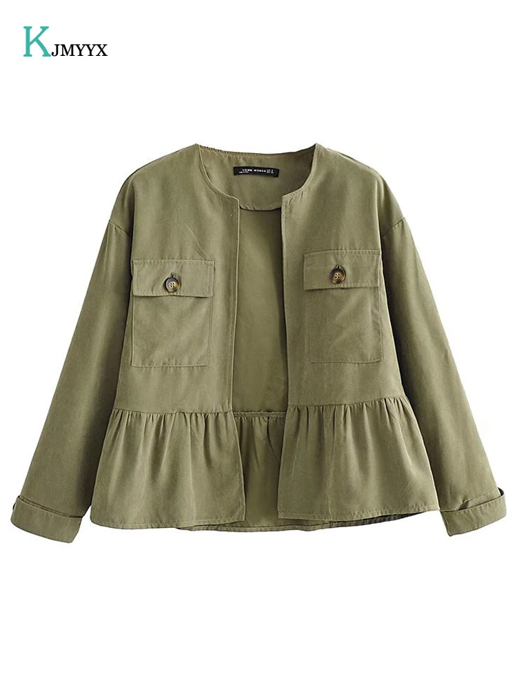 

KJMYYX женское 2022 модное повседневное короткое Свободное пальто большого размера с круглым вырезом пальто из трикотажной ткани Женское пальт...