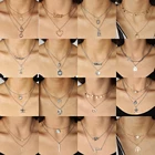 Горячая Распродажа, подвеска-колье, серебряный цвет, подвеска-крест в форме сердца, ожерелья для женщин, двухслойная бижутерия, подарки на вечеринку, аксессуары