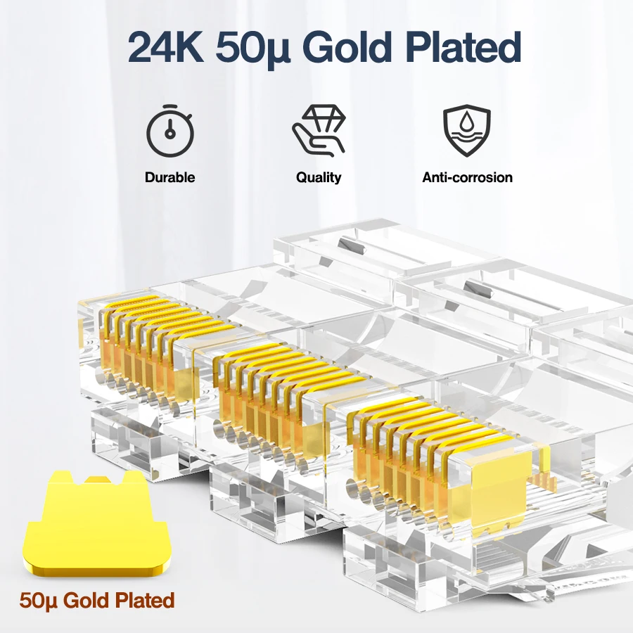 AMPCOM CAT5e/CAT6 UTP 50U RJ45 модульный разъем 8P8C обжимной Конец Ethernet кабель