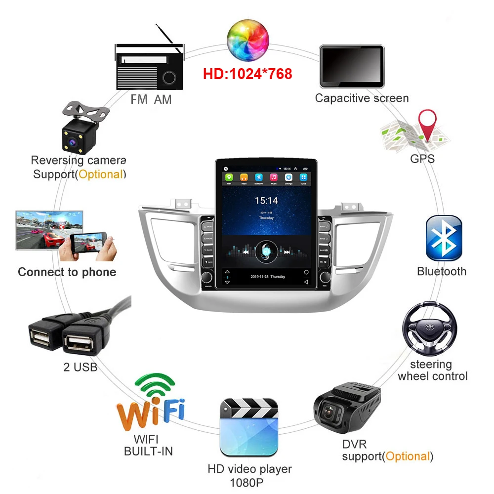 Автомагнитола 2 din с вертикальным экраном 9 7 дюйма Android 8 1 мультимедийный