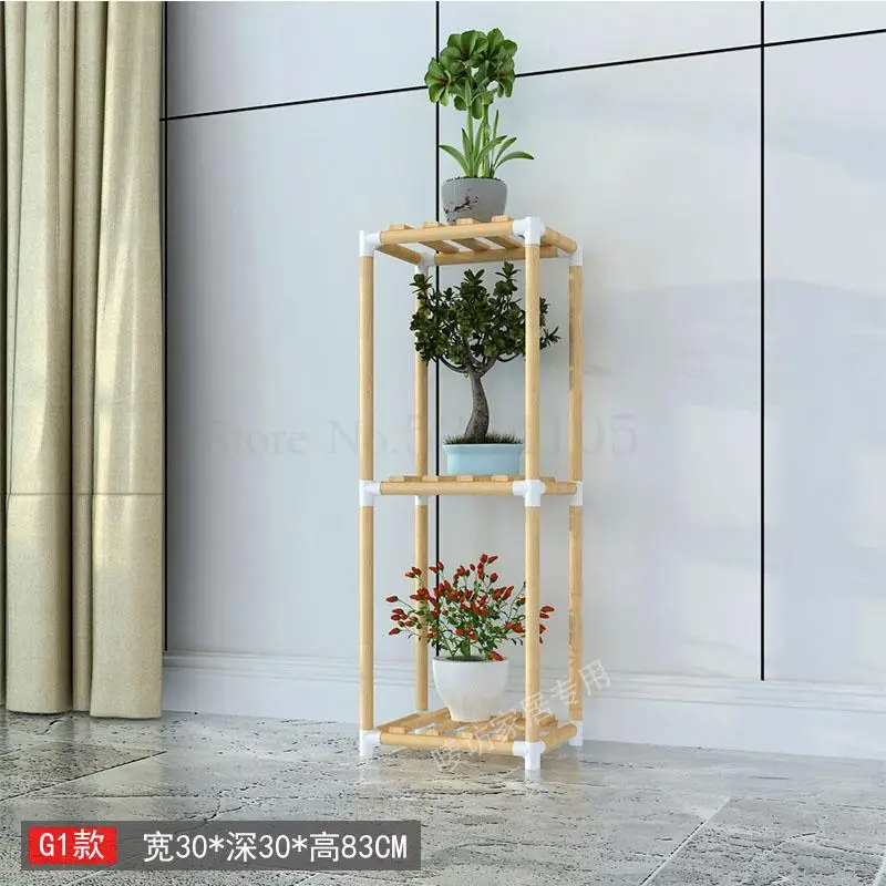 Цветочная полка многоуровневый крытый балкон твердой древесины Гостиная для