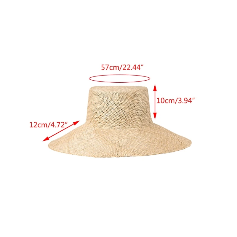 

Unisex Summer Woven Straw Hat Large Wide Brim Sun Protection Flat Top Outdoor Casual Travel Vacation Floppy Beach Cap