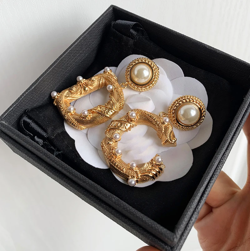 2019 новый модный бренд дизайн барокко корт Ретро золотые клипсы для ушей