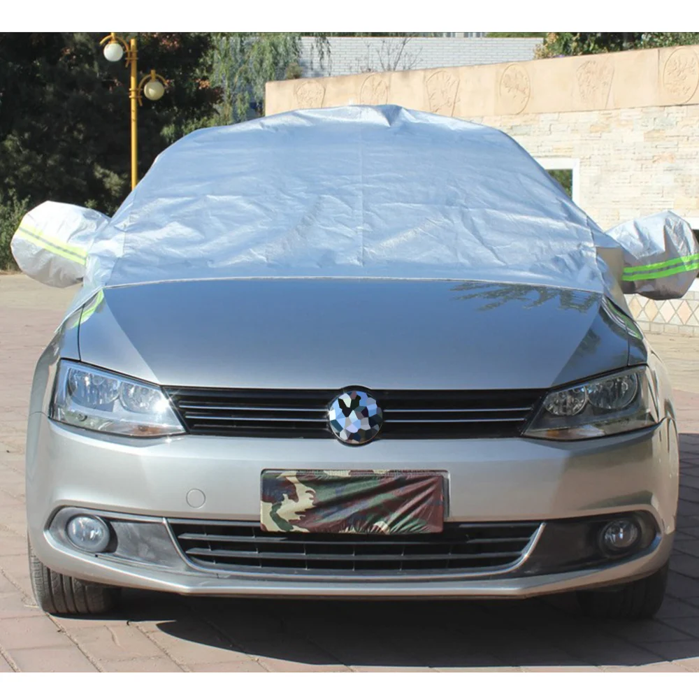 

Windproof Waterproof Car Windshield Sun Shade Protector Snow Ice Cover with Rearview Mirror Protector for Passenger Car (Blue,