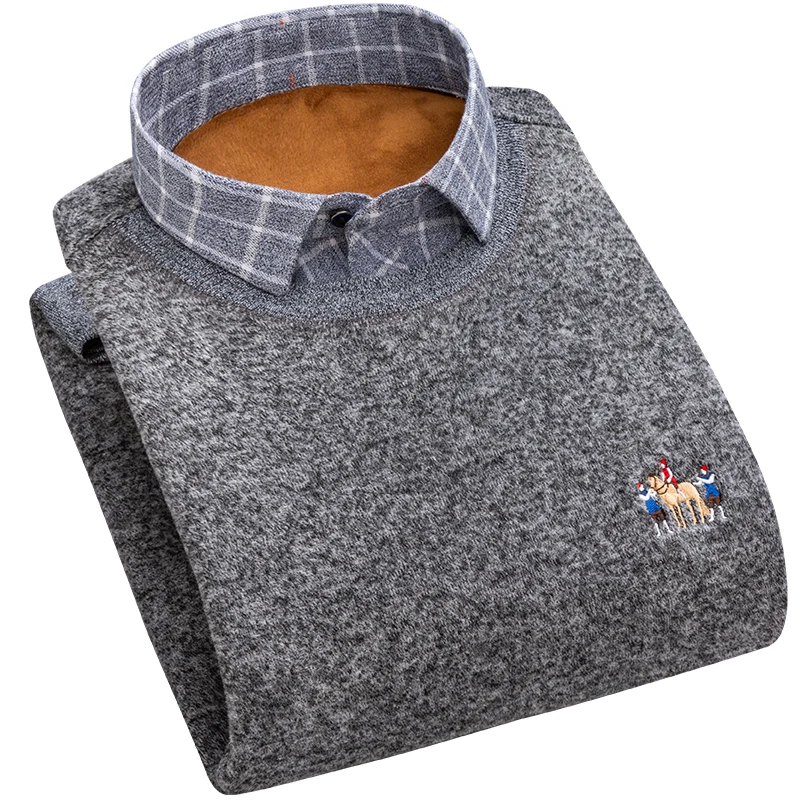 

Бренд HYHY2021, Осень-зима, Мужской флисовый модный однотонный плотный теплый свитер, мужской бархатный плотный свитер