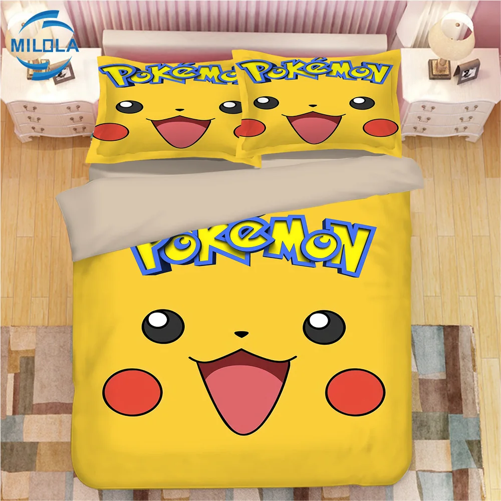 Постельное белье с покемоном Пикачу простыня 3D принтом пододеяльник чехол для