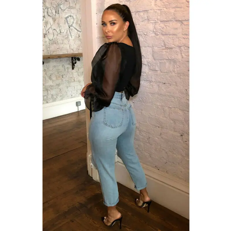 Женская Прозрачная Футболка Meihuida кружевная короткая с глубоким v-образным