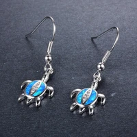 cute women faux opal rhinestone inlaid turtle dangle hook earrings jewelry gift