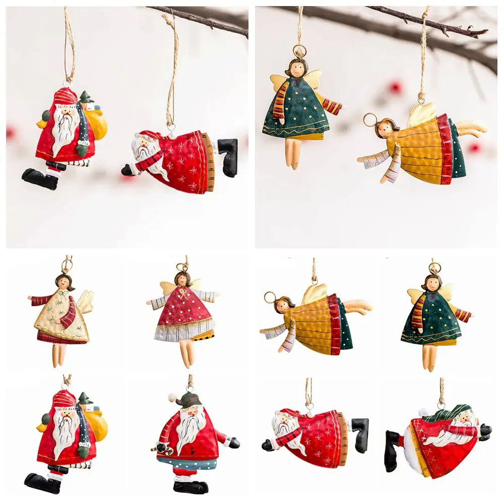 

Handicraft Drop Ornaments Festival Supply Retro Metal Santa Claus Christmas Decorations Hanging Pendants Cartoon Angel