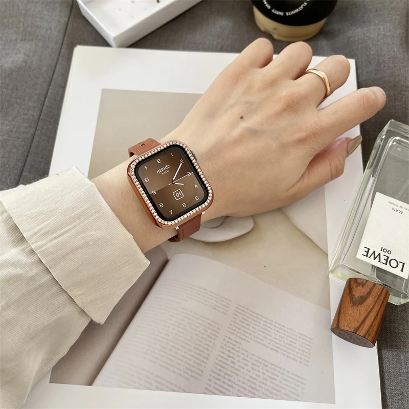 Ремешок Correa для Apple Watch Band 38 мм 40 42 44 41 45 тонкий кожаный браслет iwatch Series 7 6 5 4 3 2 se |