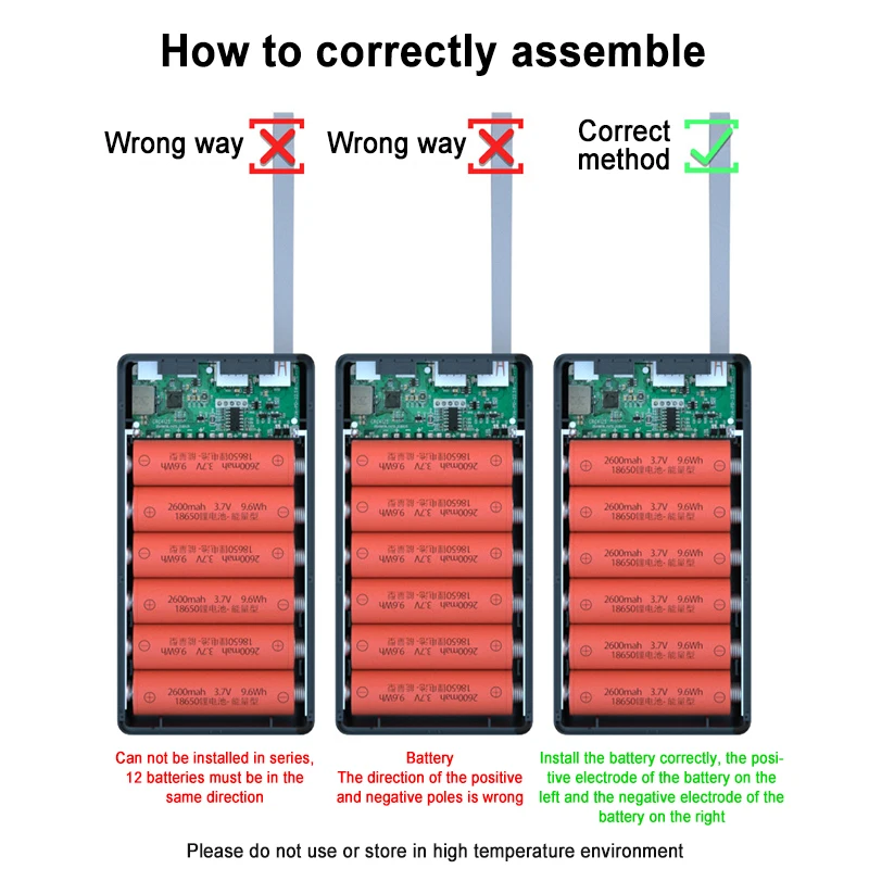 Welding Free 12x 18650 Battery Case Qi Wireless Power Bank Case PD Fast Charging 18650 Battery Storage Box for iPhone Xiaomi