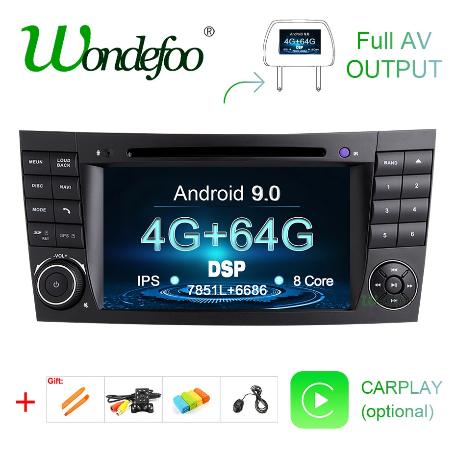 DSP ips Android 9,0 4G 64G автомобиль 2 din gps для e-класса W211 Mercedes Benz CLK g-класс W463 CLS W219 dvd-плеер Радио стерео выход