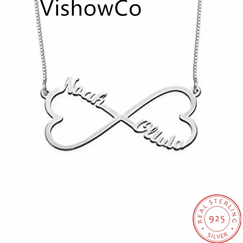 

VishowCo Custom Name Necklace Personalized 925 Sterling Silver Name Gold Choker Infinity Pendant Nameplate For Women Gift