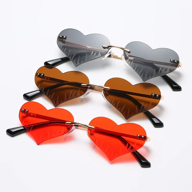 

TEENYOUN 2020 Frameless heart rimless ocean lens Sunglasses Women luxury Brand dance Sun Glasses Eyewears Shades Oculos De Sol
